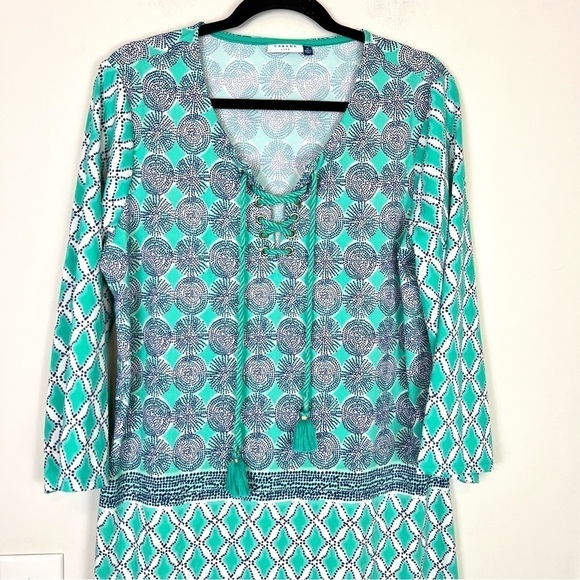 Cabana Life dress womens XL Beach Blue Stretchy Summer Knee Length Tie String - Picture 7 of 11